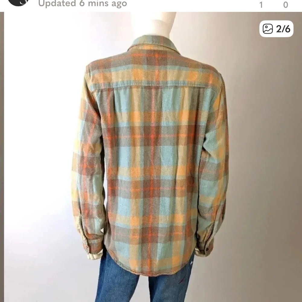 PACSUN Plaid Button-Up Flannel Shirt in Green and Orange - Picture 5 of 6